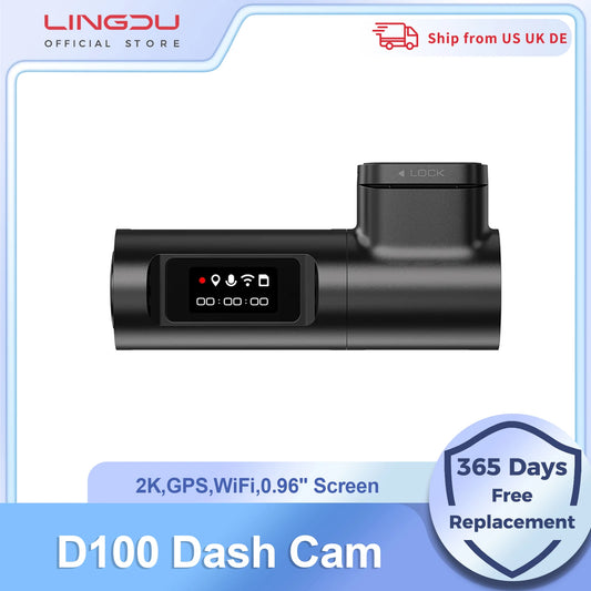 LINGDU D100 Dash Cam 2K 1440P Car DVR WiFi Built in GPS Voice Control 24H Parking Monitor Night Vision