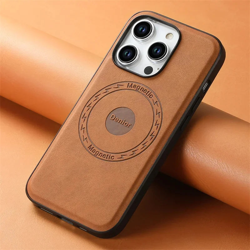 Luxury High Quality Retro Magsafe Magnetic Leather Phone Case For Apple iPhone 16 15 14 13 12 Pro Max Plus 15Pro Max Back Cover