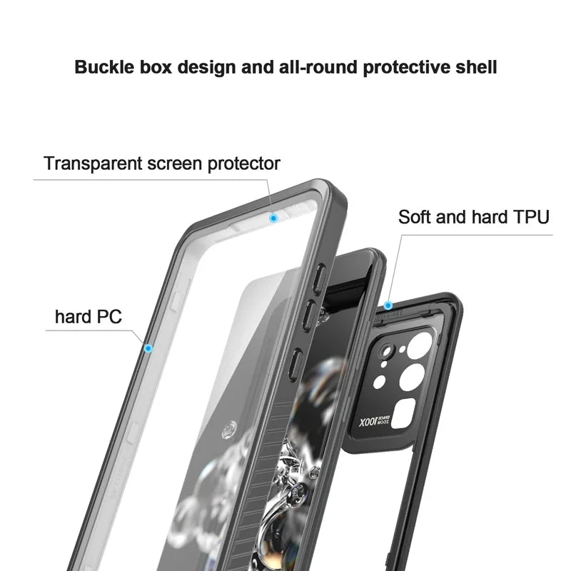 2M IP68 Waterproof Case for Samsung Galaxy S20 Ultra/S20+ Plus/S20 5G Shockproof Outdoor Diving Case Cover For Galaxy S10 S9 S8