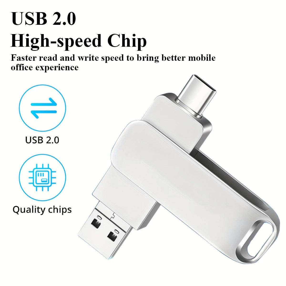 3PCS 3-in-1 USB Flash Drive 128GB 64GB 32GB 16GB 8GB, USB 2.0 High Speed U Disk, Type-C Metal Pen Drive For PC Laptops Tablets