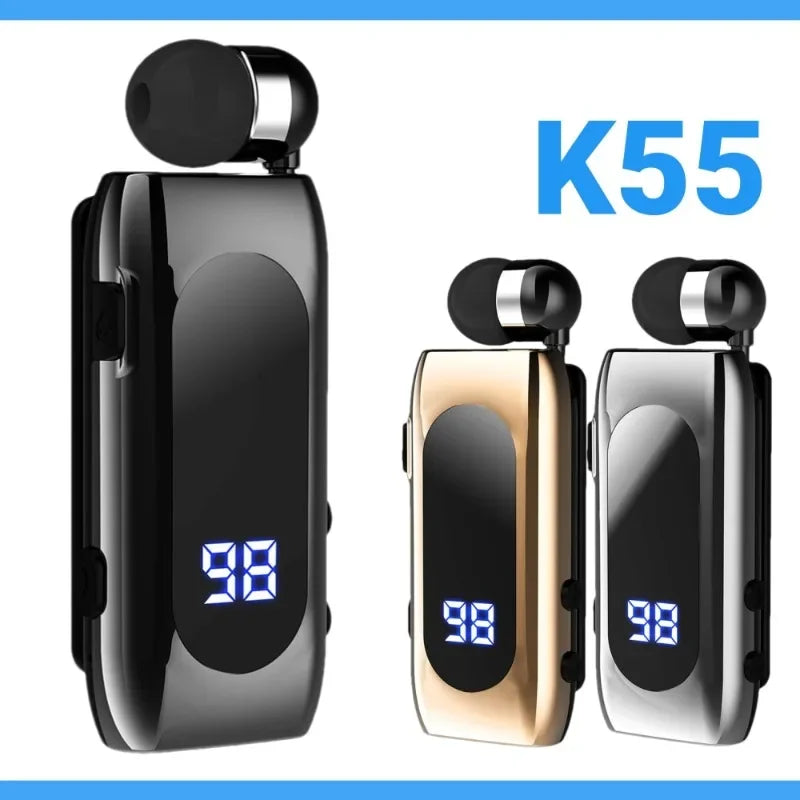 K55 Lavalier Wireless Earphone Bluetooth 5.0 Earphone In Lotus Bussiness Headphone Headset Fast Charge Vibration Power Display