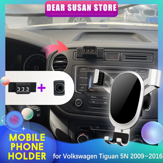 Car Mobile Phone Holder for Volkswagen VW Tiguan 5N 2009~2016 2010 2011 2012 Air Vent Clip Tray Stand Support Accessories iPhone