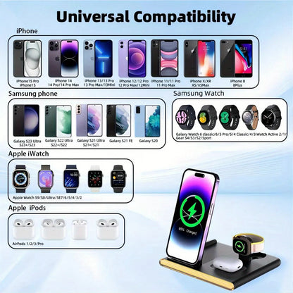 4 in 1 Fast Charing Wireless Charger Station with 30W PD Charger for IPhone/ Samsung All Phones and Watches Earbuds Series