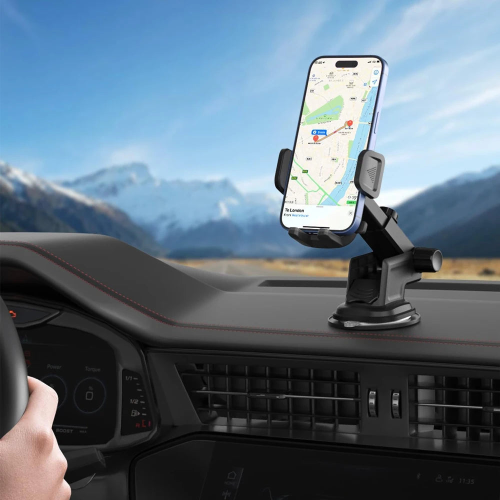 Car Phone Holder 4 in 1 Super Stable Long Arm Sucker Mount for Dashboard Windscreen Air Vent Compatible With All Mobile Phone