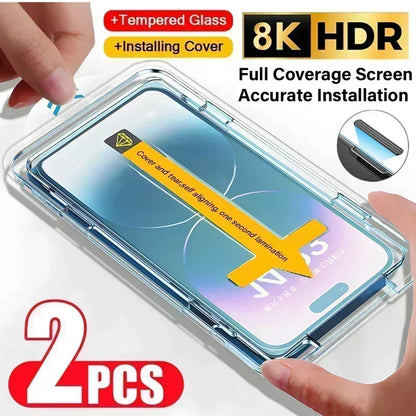 8K High End Tempered Glass For IPhone 14 11 12 13 15 Pro Max Mini 15 Plus Privacy Screen Protector with Alignment Mounting Cover