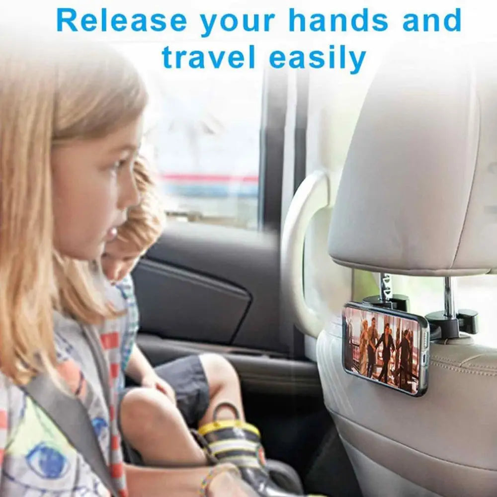 Car Headrest Hook With Magnetic Phone Holder 360 Degree Rotating Car Rear Seat Phone Bracket Purses Bag Hooks Vehicle Supplies