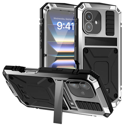 for iPhone 16 Pro Max iPhone 16 Plus 16 Pro Case Full-Body Rugged Armor Shockproof Protective Kickstand Aluminum Metal Cover