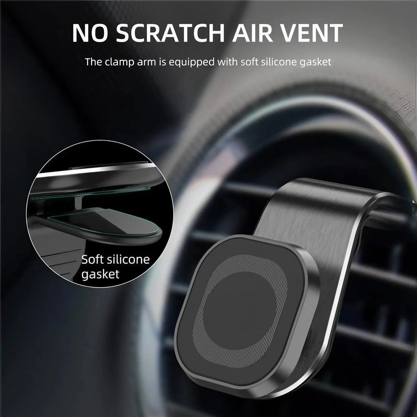 360° Rotating Magnetic Car Phone Mount, Universal for iPhone 12/11 Pro, Vent and Dashboard Metal GPS Holder