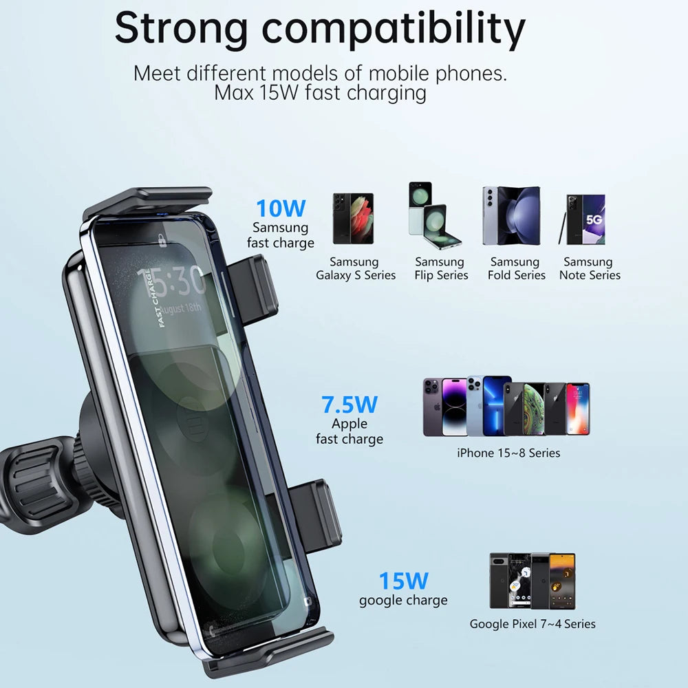 For Samsung Galaxy Z Fold 5 4 3 S23 Ultra S22  Wireless Car Charger Automatic Car Holder Mount For iPhone 15 XIAOMI Pixel 6 7 8