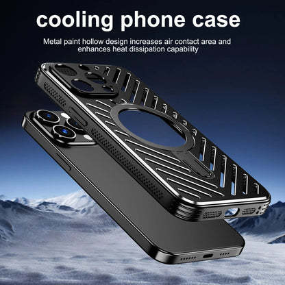 shockproof Heat sink phone case metal Stand magnetic suction mobile phone case for iphone 13 14 15 16 cover