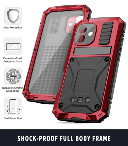 for iPhone 16 Pro Max iPhone 16 Plus 16 Pro Case Full-Body Rugged Armor Shockproof Protective Kickstand Aluminum Metal Cover