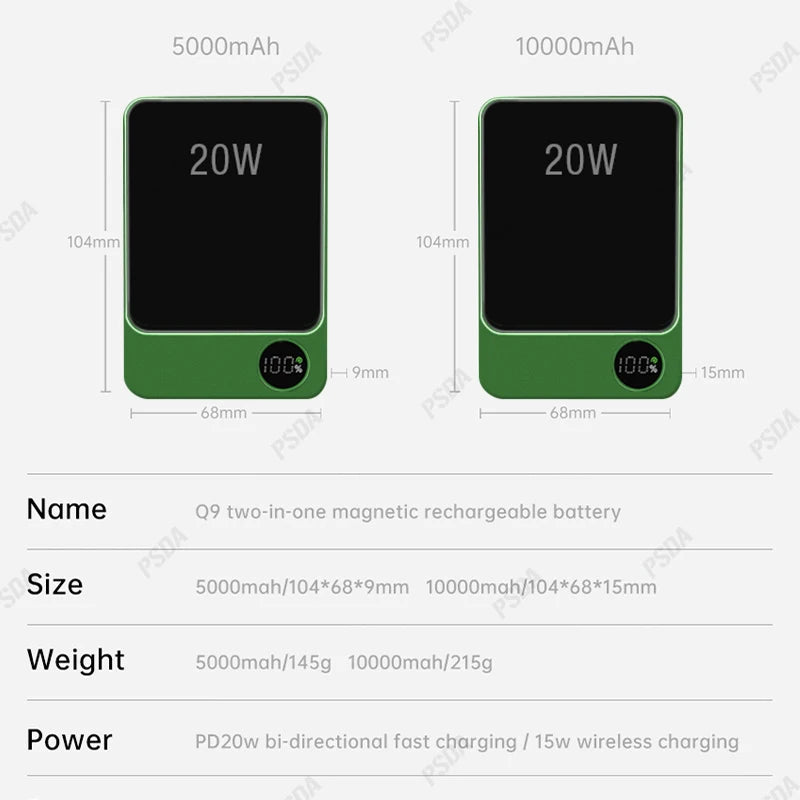 10000mah PowerBank Portable Alloy Backup Battery for Magsafe Power Banks Wireless Fast Charger For iPhone 14 13 12 11 X AirPods