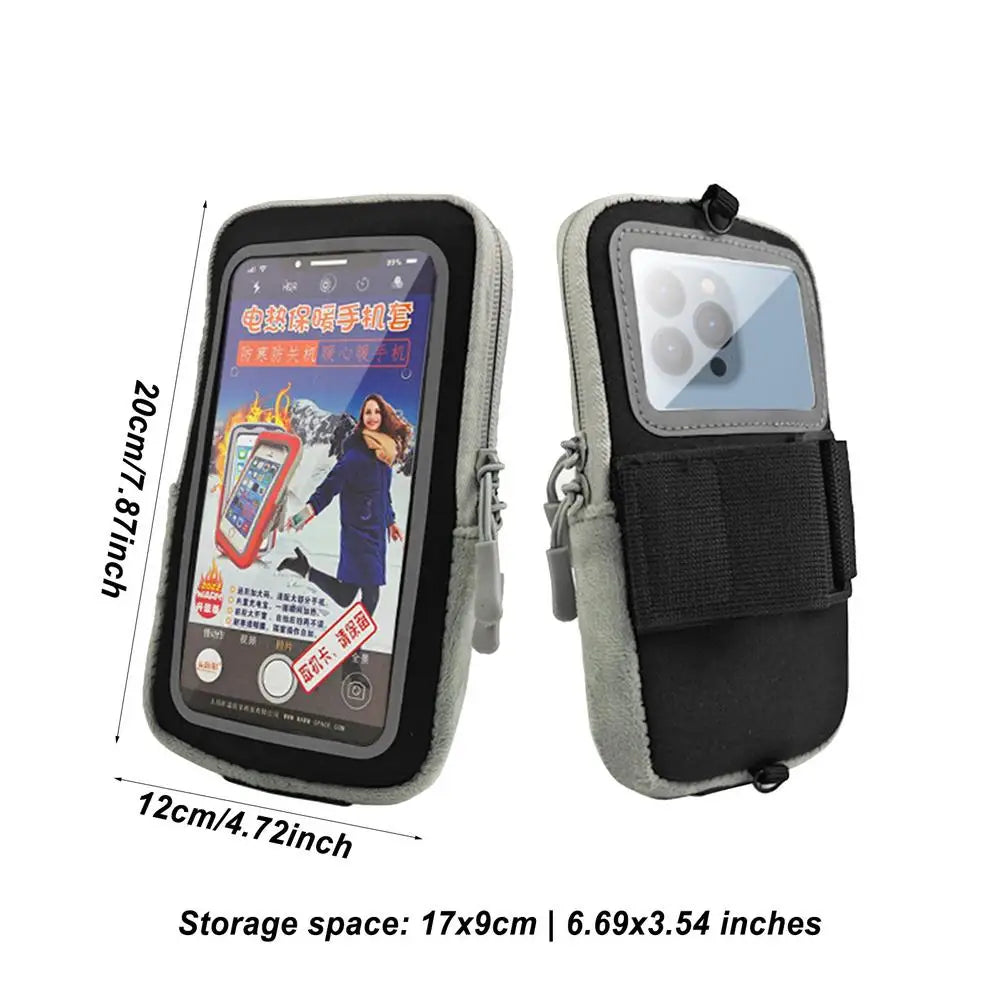 Thermal Phone Pouch For Skiing Smart Phone Bag Universal Shockproof USB Heating Adjustable Thermal Phone Case Bag Mountain