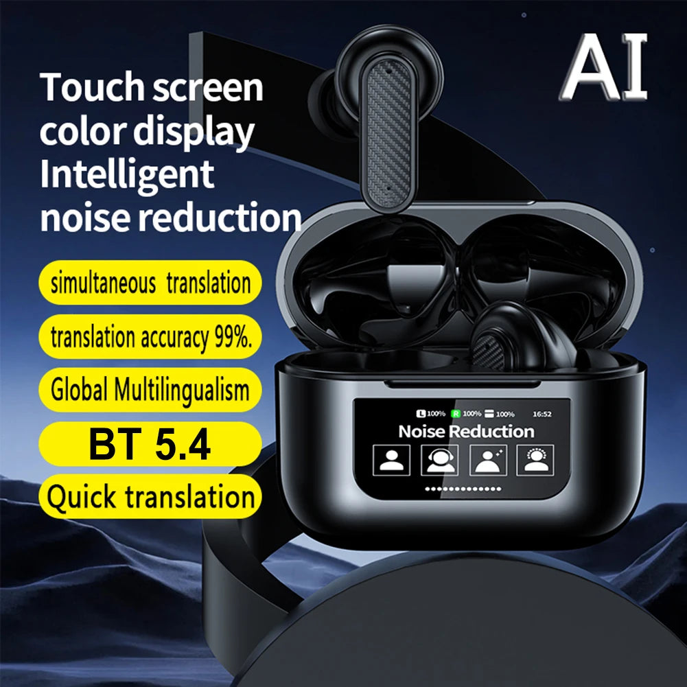 Wireless Real Time Translator Earbuds Smart Touch Screen Translator Headset 144 Languages Translation Earphones Stereo Earbuds ﻿