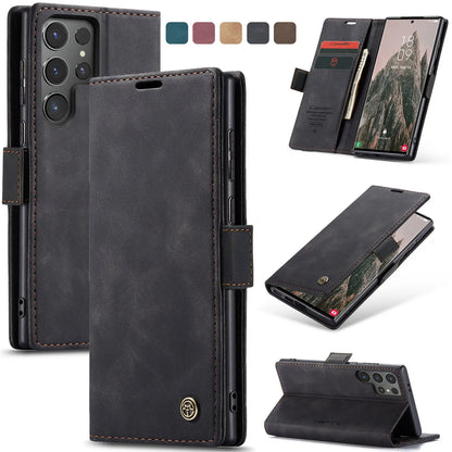 Flip Wallet Case for Samsung Galaxy S24 Ultra S24 Plus S24, Leather Magnetic Folio Cover with Card Holder Shockproof Phone Cases