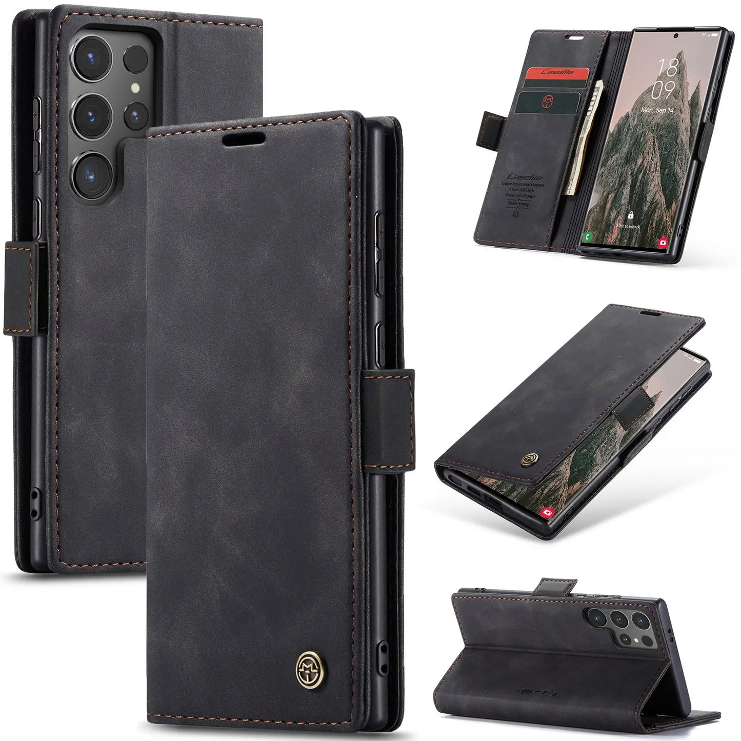 Flip Wallet Case for Samsung Galaxy S24 Ultra S24 Plus S24, Leather Magnetic Folio Cover with Card Holder Shockproof Phone Cases