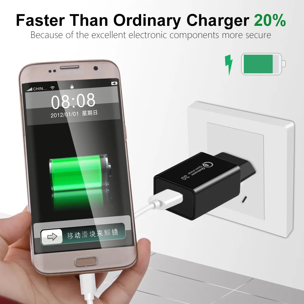 NNBILI 18W 3A Fast Charger USB Charger Quick Charge 3.0 Phone Charger for iPhone for Huawei Samsung Xiaomi 14 Redmi EU US Plug