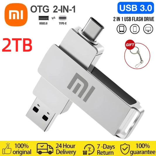 Xiaomi 2TB USB Flash Drive 256G Type C Pendrive OTG Memory Stick 64G 512GB High Speed USB Drive 1TB Pen Drive Gift With Key Ring