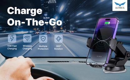 Dashboard car mobile phone wireless charging holder 15W fast charging suitable for iphone Android Huawei