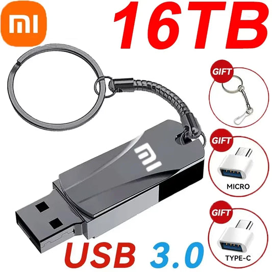 Xiaomi 16TB U Disk Mini Pen Drive USB Memory New USB Flash Drives 8TB 2TB TYPE C High Speed Usb 3.1 Waterproof Pendrive Metallic