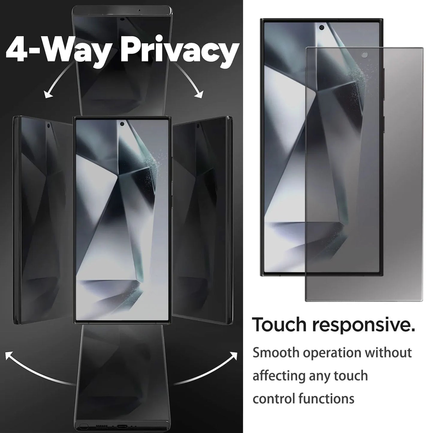 For Samsung Galaxy S24/S24 Plus/S24+/S24 Ultra 5G Case Friendly Anti Spy Privacy Tempered Glass Screen Protectors 4-Pack