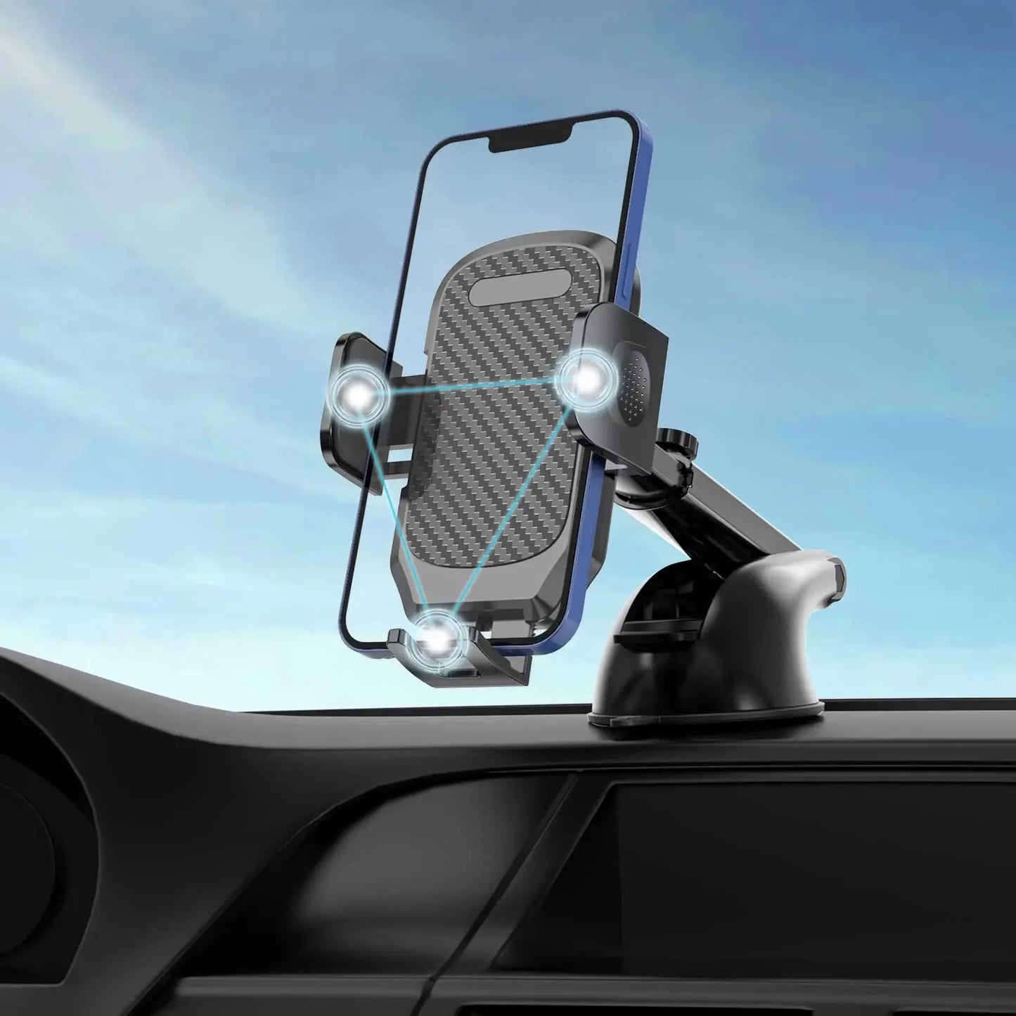 Car Phone Holder Universal Car Mount Dashboard & Windshield Suction Cup Phone Holder for iPhone Samsung, Google, All Smartphones