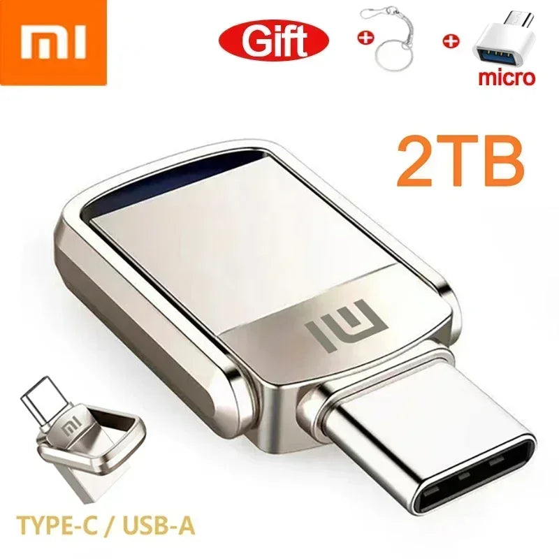 XIAOMI 2TB Metal U Disk 2 IN 1 OTG 1024GB 128GB Flash Drive USB 3.1 512gb 1TB Pen Drives Memory Stick Type C Adapter Gifts New