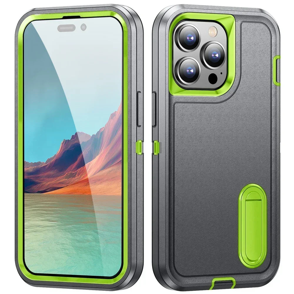 Case For iPhone 16 15 14 13 12 11 Pro Max XS XR 8 Plus Heavy Duty Shockproof Anti-Scratch Rugged Protective with Kickstand Cover