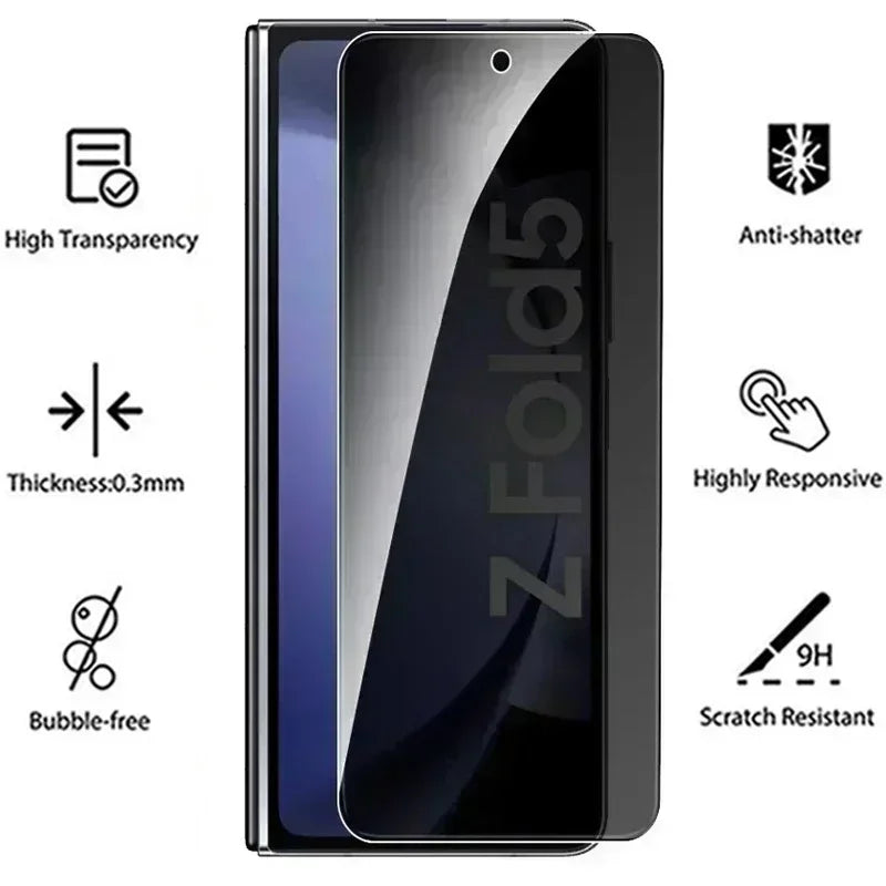 4in1 Tempered Glass For Samsung Galaxy Z Fold 5 Privacy Screen Protector Camera Lens Protective Film Z Fold 5 4 Z Fold 6 Glass