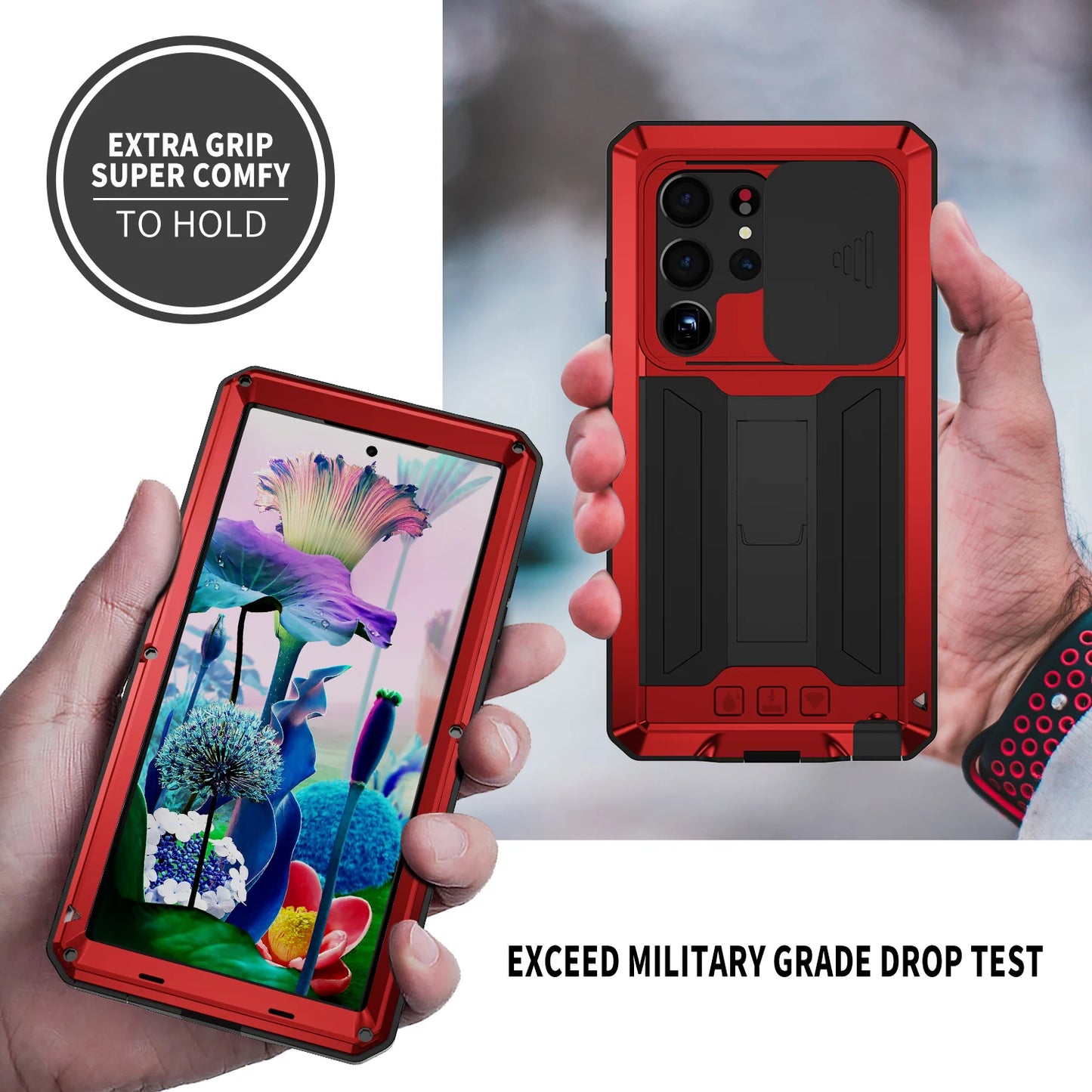 for Samsung Galaxy S23 Ultra 5G Case, Military Grade Full-Body Rugged with Built-in Kickstand Slide Camera Protective Cover Case