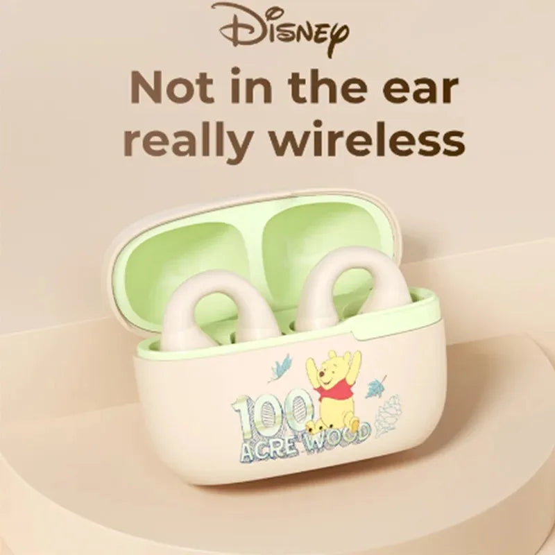 Disney QS-T10 TWS Bluetooth Headphones 5.3 Wireless Ear Hook Earphones HiFi Sound Long Standby Clip Headset Touch Control Earbud