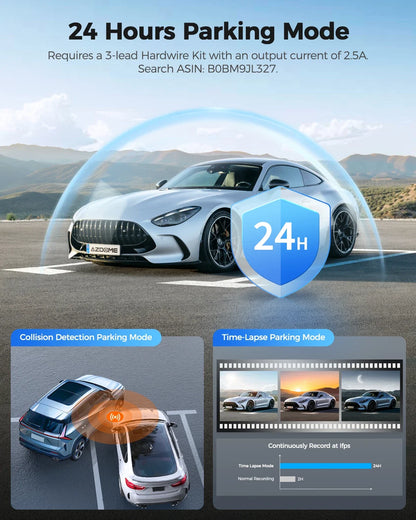 2024 New AZDOME Dash Cam PG18S 12" Full Screen Touching Stream Mirror WiFI Front Rear Cam Car DVR FHD Video Recorder Night Visio