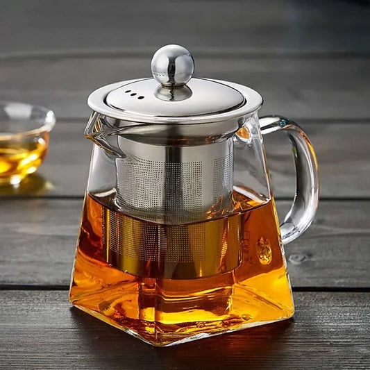 Heat Resistant Glass Teapot With Stainless Steel Tea Infuser Filter Flower Tea Kettle Kung Fu Tea Set Puer Oolong Teapot