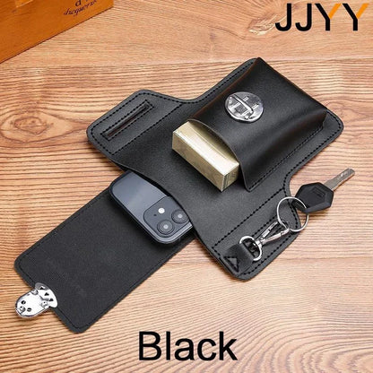 Men Leather Vintage Pack Waist Bag Belt Clip Phone Holster Travel Hiking Cell Mobile Phone Case Cover Belt Pouch Purse Belt