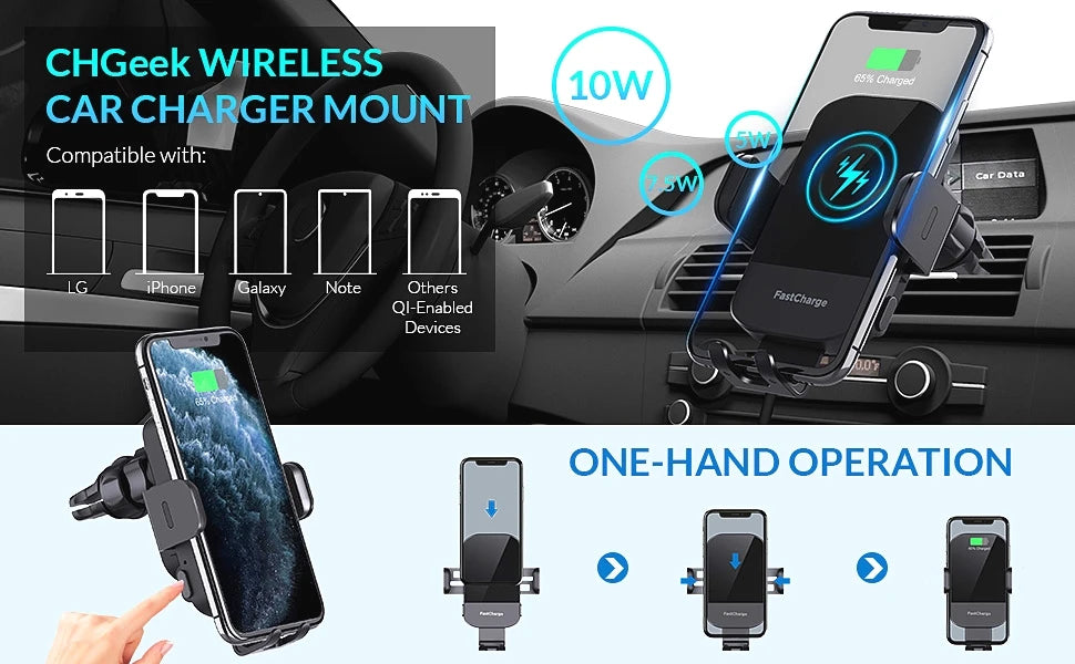 Dashboard car mobile phone wireless charging holder 15W fast charging suitable for iphone Android Huawei