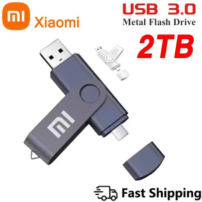 Xiaomi Metal U Disk 2TB Portable Pen Drive 1TB High Speed USB 3.0 Type-C Interface Waterproof 1TB 512GB Memoria Usb Flash Disk