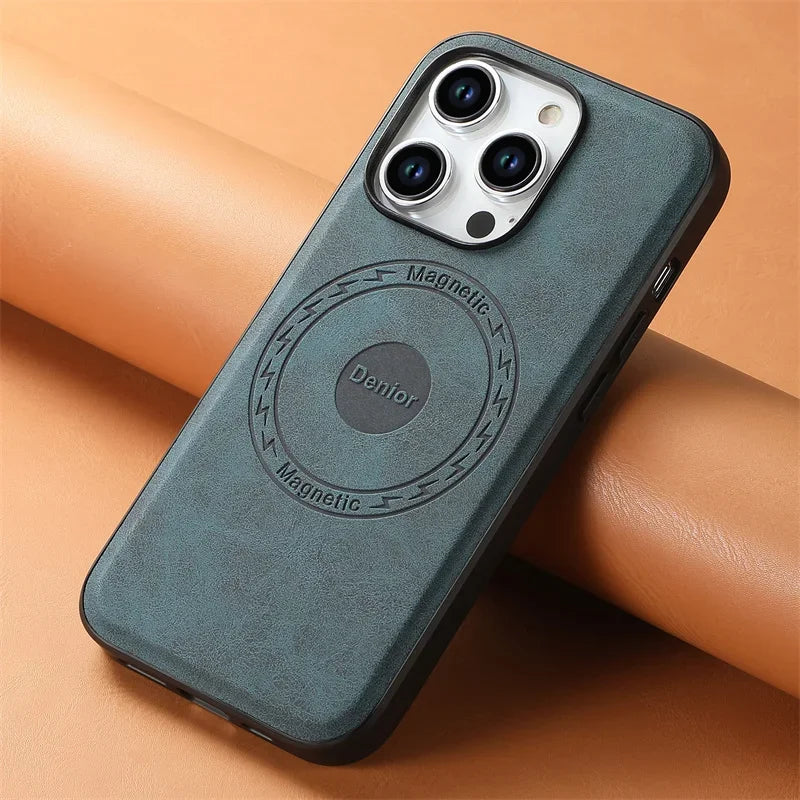 Luxury High Quality Retro Magsafe Magnetic Leather Phone Case For Apple iPhone 16 15 14 13 12 Pro Max Plus 15Pro Max Back Cover