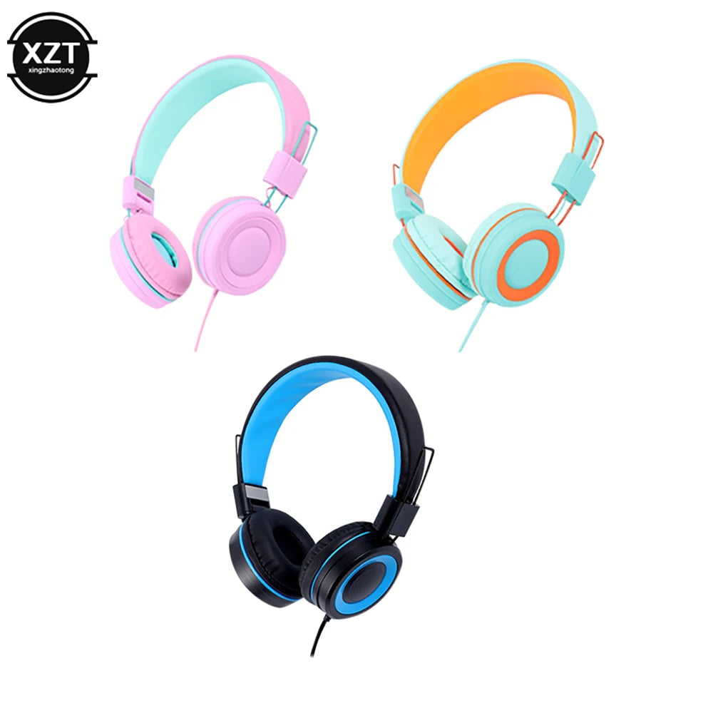 Kids Headphones 3.5mm Audio Jack Wired Earphone Foldable Stereo Headset With Mic for Girls Boys Gift Online Learning Earbuds