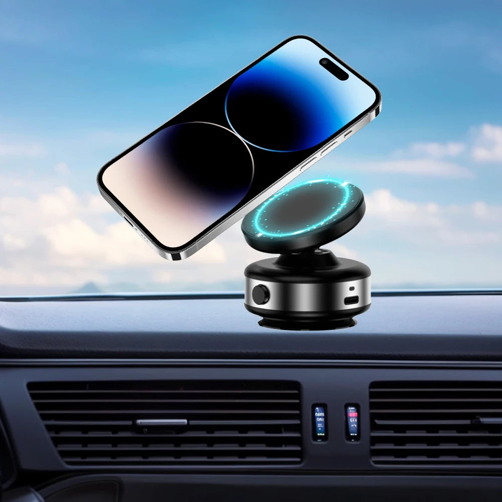 Wireless Charge 360°Rotatable Magnetic Vacuum Car Holder Mobile Phone Bracket GPS Navigation Stand for iPhone 15 14 13 Huawei