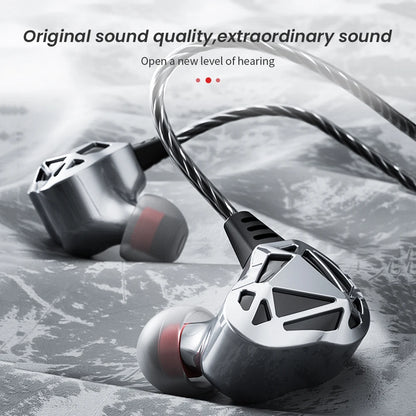 QKZ AK7 HiFi Headset with Mic Bass Stereo Wired Earphones Copper Driver Dynamic Music Monitor Headphones In-Ear Noise-cancelling