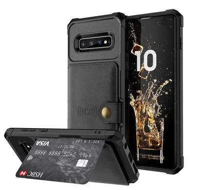 for Samsung Galaxy S20 S9 S10 Plus Note 9 Note 10 Plus Credit Card Case PU Leather Flip Wallet with Photo Holder Hard Back Cover