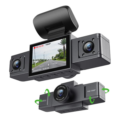 3 Channel Dash Cam  Black Box 3 Cameras  Car Video Recorder Three Lens Car Camera with  Carbin Camera