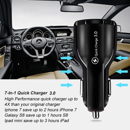 30W Car Charger Quick Charge Cigarette Lighter Adapter 2-Port USB A Fast Charging Phone Charger for iPhone Xiaomi Samsung Huawei