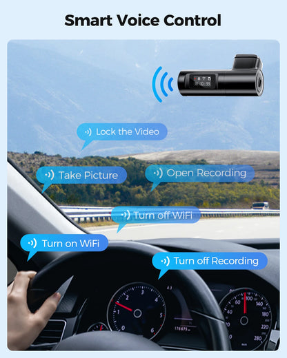 AZDOME M330 Car DVR 1296P Dash Cam Smart Voice Control WiFi Free APP G-sensor Emergency Record Parking Monitor Loop Recording