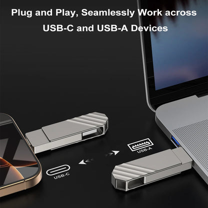 U600 USB 3.2 256GB Solid State Flash Drive Metal Type C USB Drive Up to 450MB/s Dual USB C Flash Drive Swivel Thumb Drive Pen