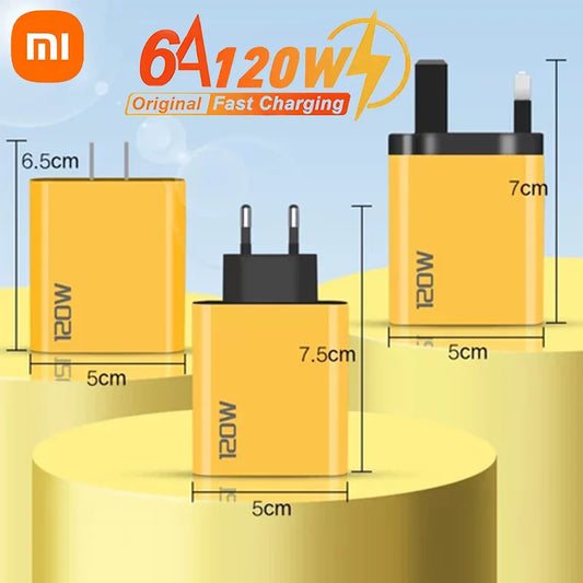 Xiaomi 120W Wall Charger Adapter Type C QC3.0 Fast Charging PD USB Charger For iPhone 15 Samsung 120W USB-C To Type C Cable