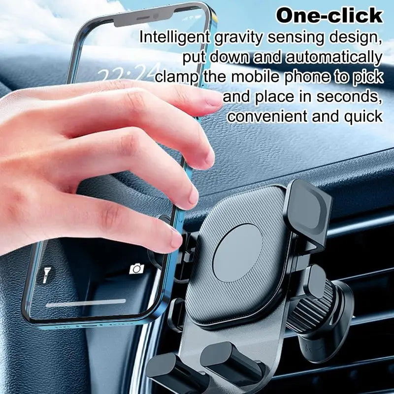 Car Vent Phone Holder 360-Degree Rotating Non-Slip Air Outlet Phone Holder Gravity Sensing Stand For 4-7 Inch Smartphones