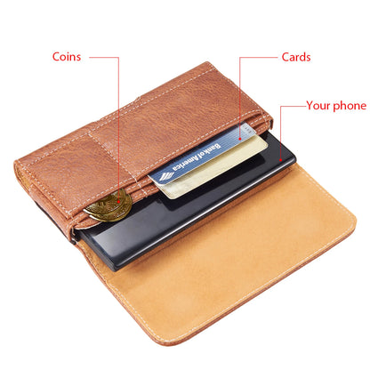 Universal wallet cellphone case belt mobile phone bag hanging waist cover Holster 4.7/5.5/6.3 inch retro leather magnetic pouch