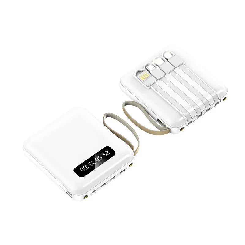 With Built in Cables 10000mah 20000mah Portable Charger Mobile Phone Led Display Mini Power Banks for Smart Tablet Smartphone