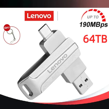 Lenovo 64TB 3.0 USB Flash Drive Metal High-Speed Pen Drive 2TB 16TB Waterproof Type-c Usb PenDrive For Computer Storage Devices